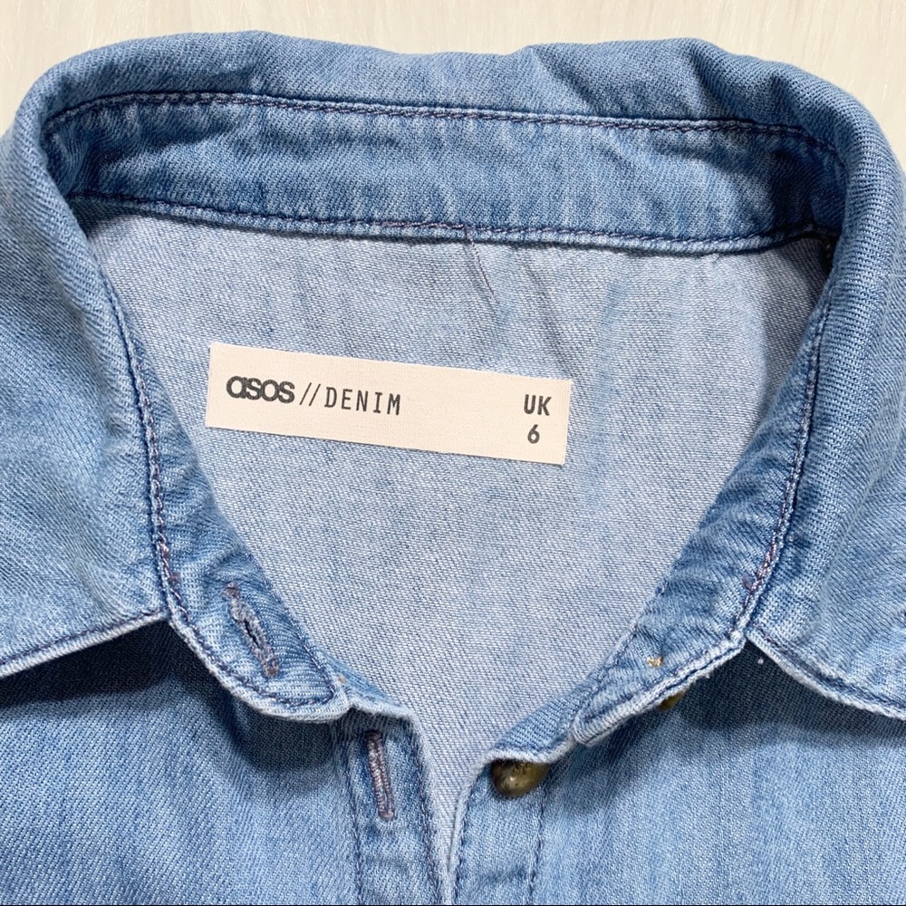 SOLD-ASOS Cold Shoulder Denim Buttondown - Picture 4 of 7